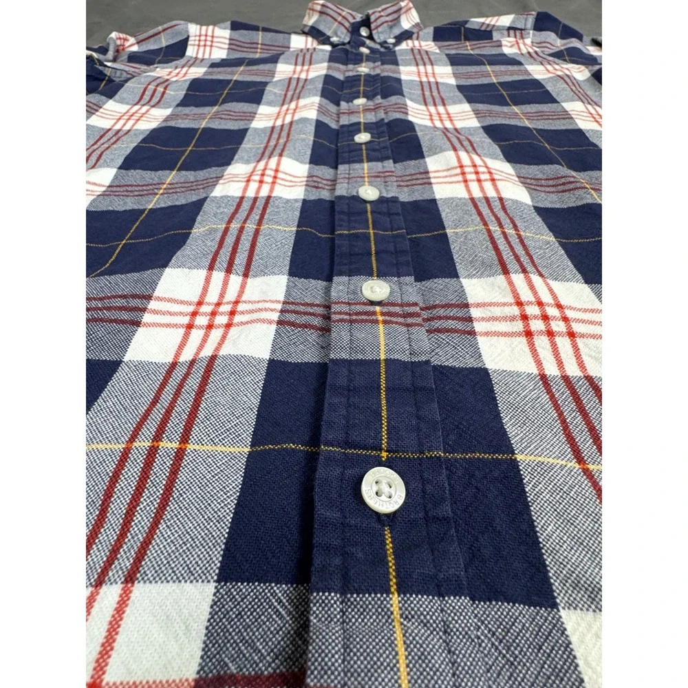 Brooks Brothers Red Fleece Youth Large Plaid Button Down Shirt Blue Red White